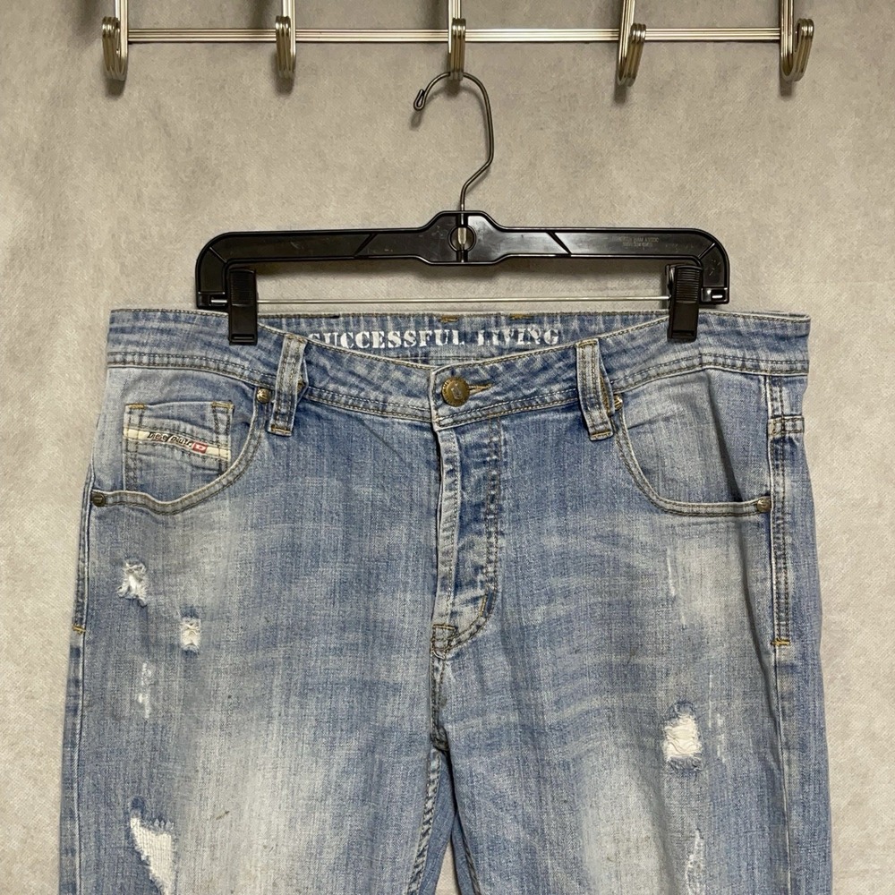 Diesel X Adidas Jeans Men 36X31 Blue Italy ADI-LARKEE Distressed Denim Straight